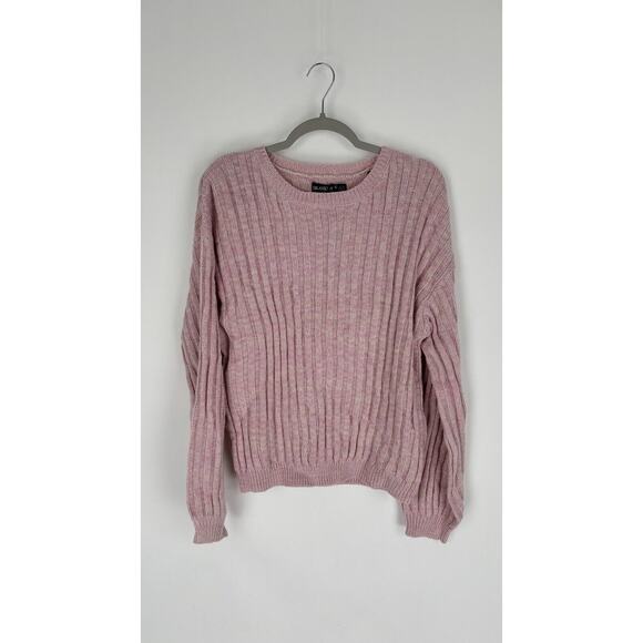 BLANK NYC Womens Rib Knit Sweater Long Sleeve Pullover Size Large Pink NWT - Picture 7 of 13
